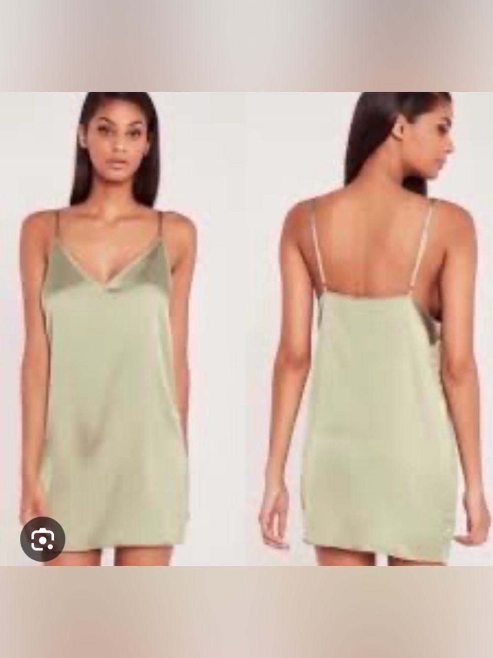 Bybel x Missguided Satin Slip Dress in Light Sage Green